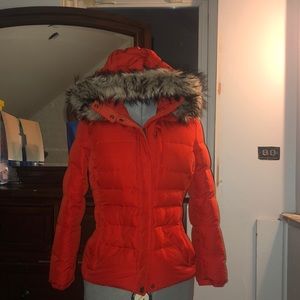 An Orange Winter Coat! Lands’ End